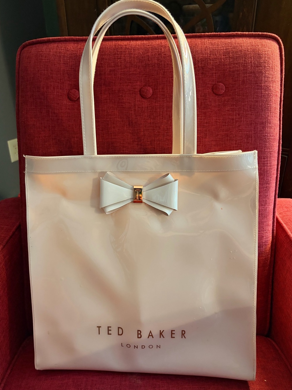 Ted Baker Cream Patent Tote with Bow